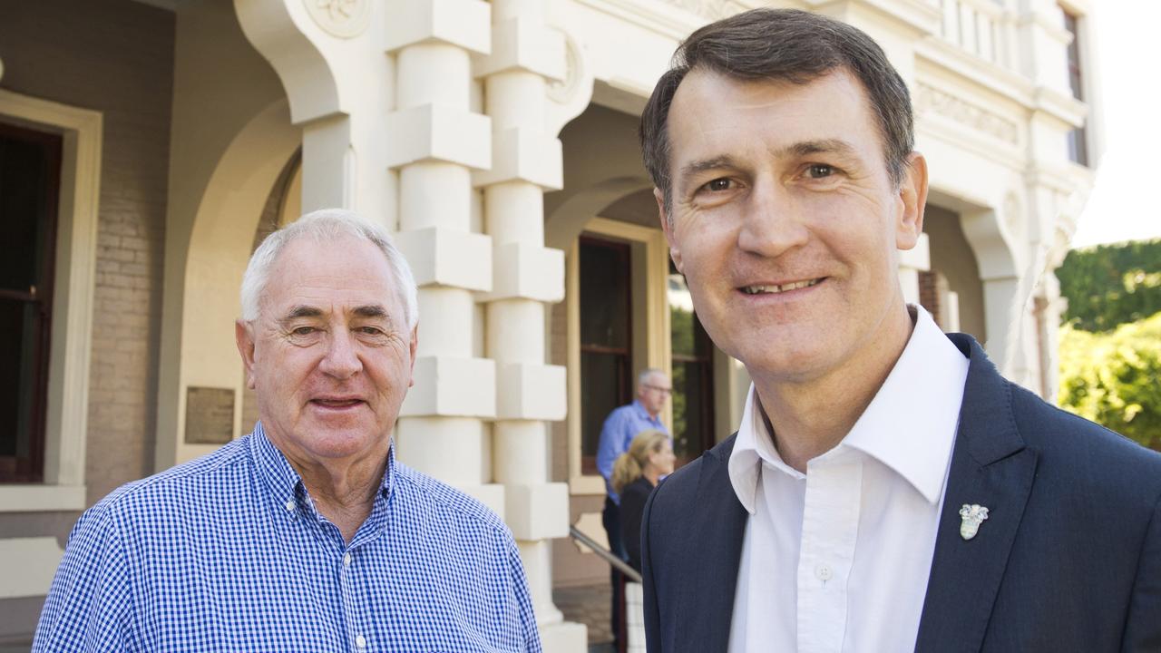 TRC Mayor Paul Antonio and former Brisbane Lord Mayor Graham Quirk. Council of Mayors meeting in Toowoomba in 2017.