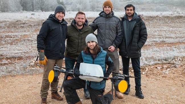 CX2 co-founder Porter Smith, far left, with a test team in Germany in January. Picture: CX2