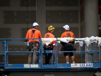 BRISBANE, AUSTRALIA - NewsWire Photos - AUGUST 23, 2022.

Tradesmen (Tradies) on the job in Brisbane. Australia is facing a looming tradie crisis amid concerns one third of electrical apprentices have considered quitting the profession. 

Picture: NCA NewsWire / Dan Peled