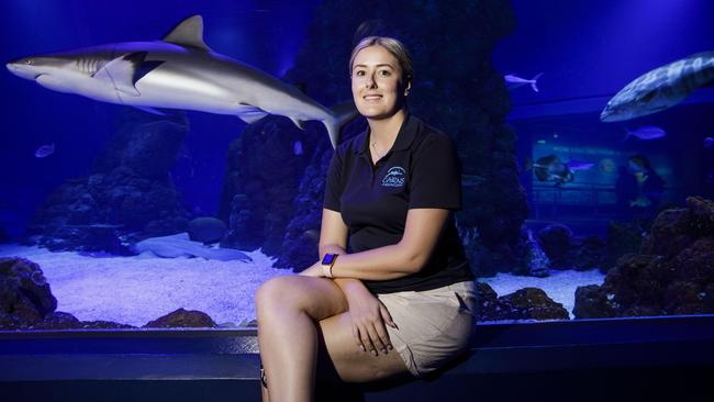 Cairns Aquar­ium marketing executive Grace Walker says ‘Cairns, perhaps more than anywhere else in Australia, has ­relied heavily on JobKeeper’. Picture: Sean Davey.