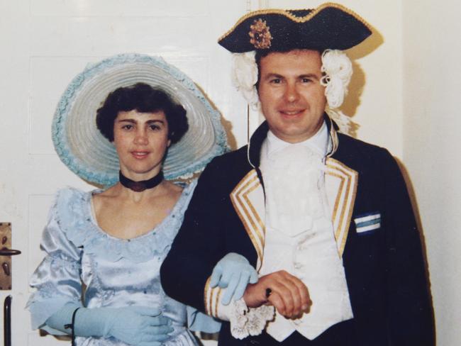 Eva and George Webel dressed at Mrs and Captain Cook for a costume party.