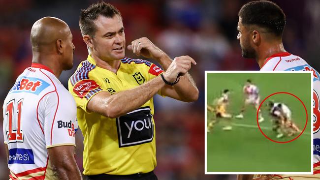 Felise Kaufusi and (inset) the hit on Adam Reynolds he will rely on as evidence.