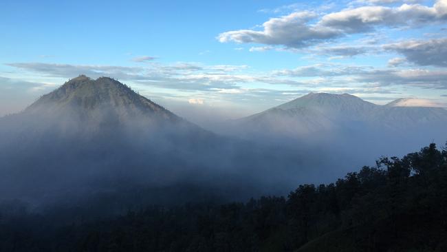 Volcanoes viewed from Kwata Ijen in Banyuwangi.