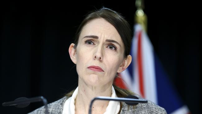 Prime Minister Jacinda Ardern looks on during a press conference at Parliament. Picture: Getty