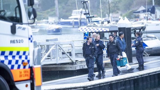 Police are investigating after the bodies of a man and woman were found on a yacht in Cammeray on Wednesday. Picture: NewsWire / Jeremy Piper