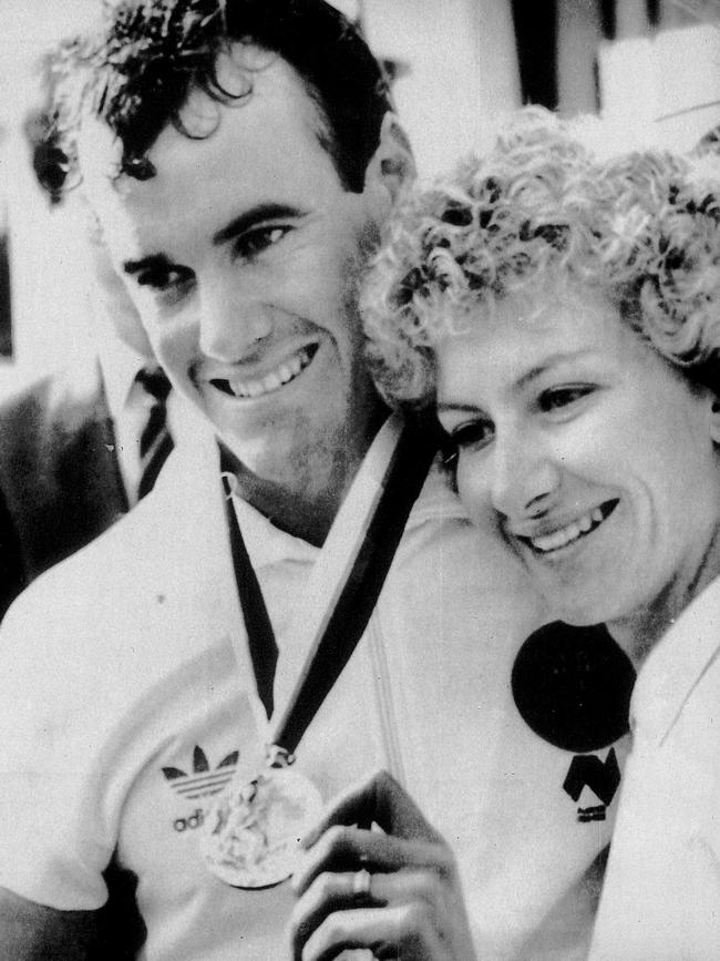 Silver medalist in the K1 Grant Davies and wife Pauline.