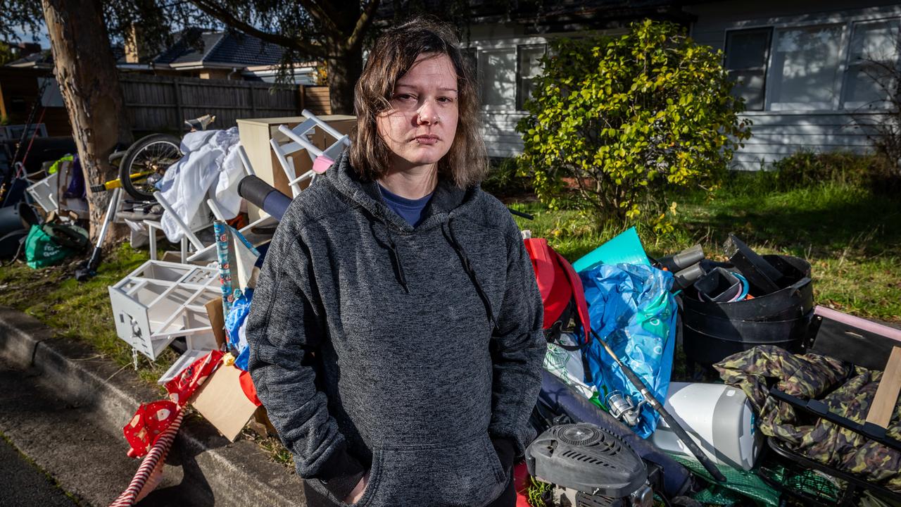 Renee Feehan felt she had to throw out a number of once-treasured possessions to lessen the burden of moving into a friend’s home. Picture: Jake Nowakowski