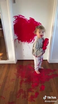 Aussie toddler 'caught red-handed' redecorating home