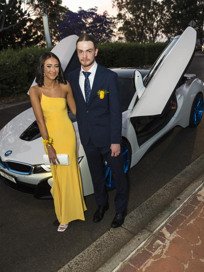 Shayla Saal and Connor Jewell at Centenary Heights State High School formal at Picnic Point, Friday, November 20, 2020. Picture: Kevin Farmer