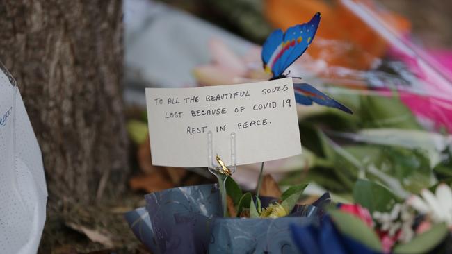 Flowers outside the Anglicare Newmarch House in Kingswood. Picture: Christian Gilles