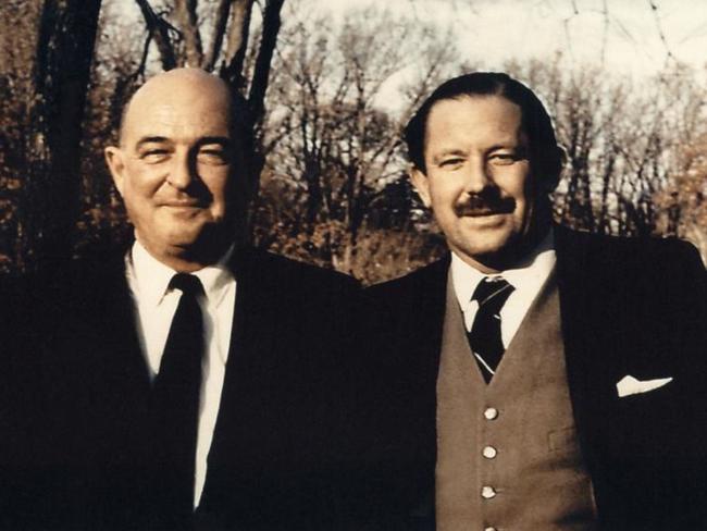 Reunited in peace … Rear Admiral Hiram Cassedy (retired) and Bryan Rofe in Washington DC in 1964. Cassedy was the captain of the USS Searaven submarine. This was the second time these men met. The first time was off the northern coast of Timor in the dead of night on the deck of Searaven. Picture courtesy of Tom Trumble