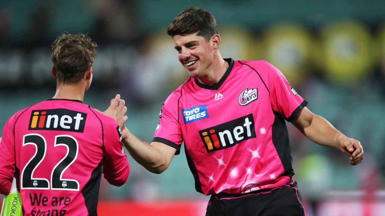 Sixers captain Moises Henriques congratulates Sixers' Josh Philippe on his match winning innings – here’s hoping they both star for the sake of my SuperCoach BBL side