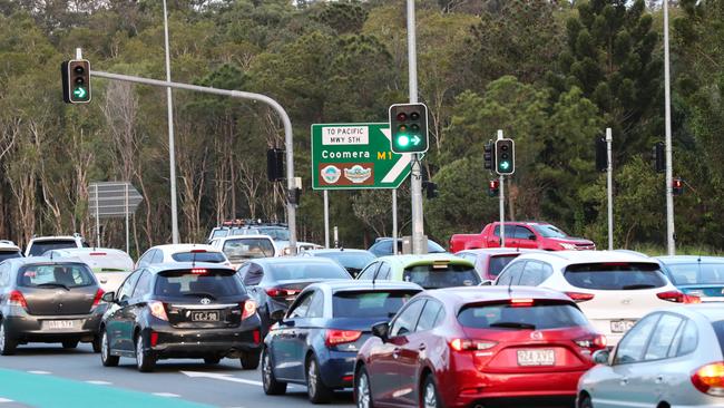 Traffic congestion on the Pacific Motorway. Picture: NIGEL HALLETT.