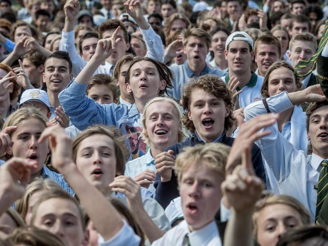 Trinity Grammar students protested over the sacking. Picture: Jake Nowakowski