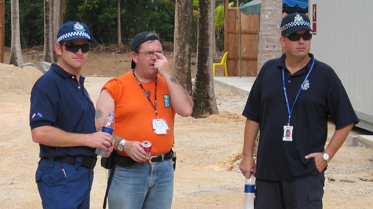 Peter Baines, left, pictured in 2004 in Thailand in the days following the tsunami. Picture: Supplied