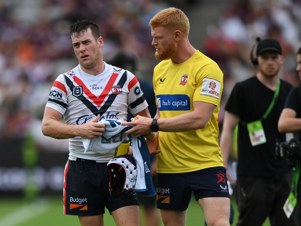 Luke Keary off with concussion. Picture: NRL Photos