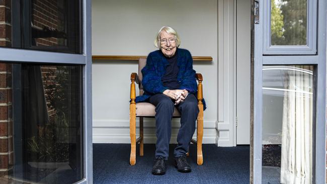 *6-year-old Merle Mitchell at her aged care facility in Glen Waverley. Picture: Aaron Francis