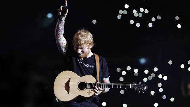 Ed Sheeran performing at Suncorp Stadium during his Australian tour in 2018. Picture: Josh Woning/AAP