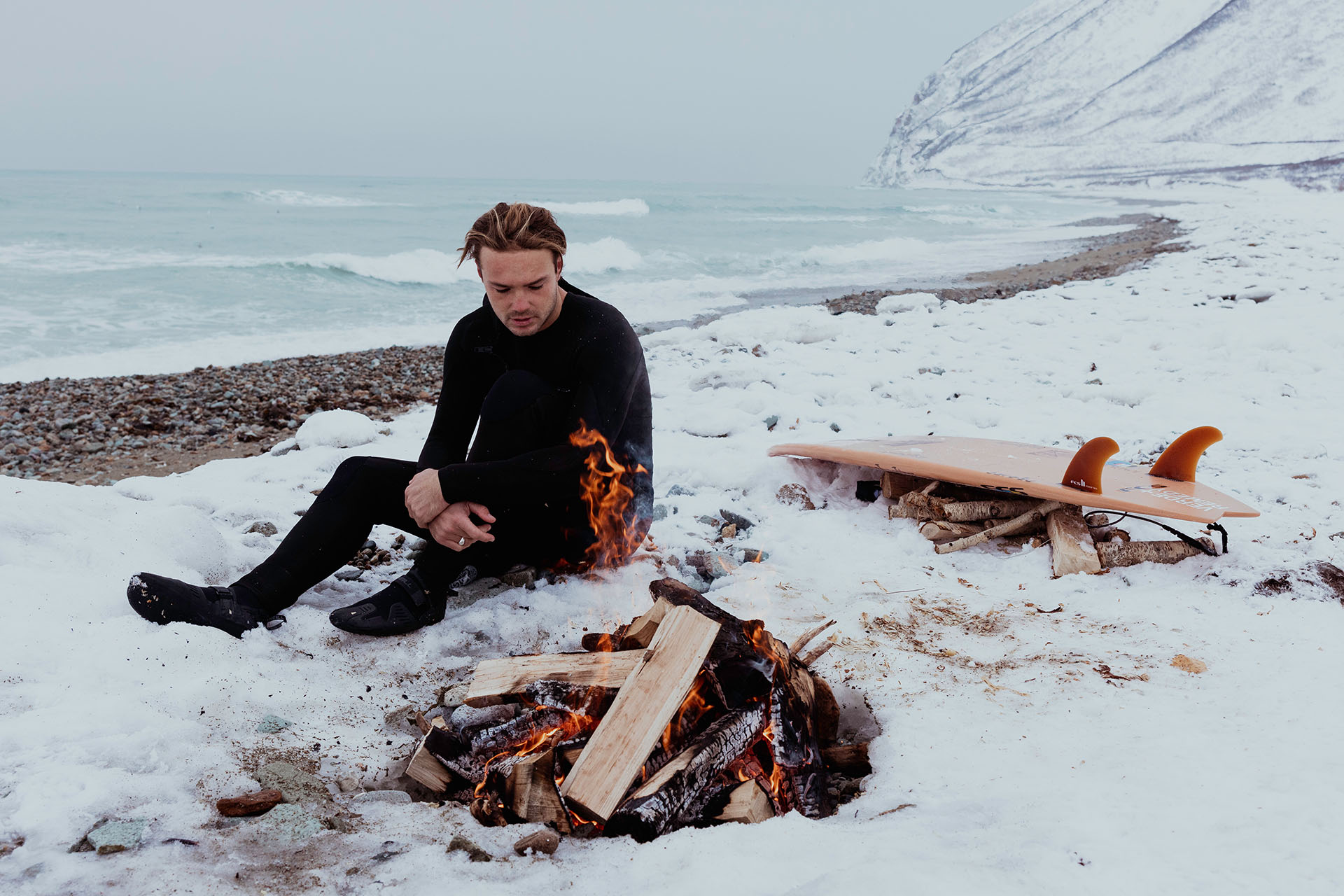 <p><em>Dovell warms up after surfing the left. The group named the wave <span>Cheburashka, after the iconic Russian classic cartoon character bear, which was printed on Dovell's boards.</span> Image credit: Guy Williment</em></p>