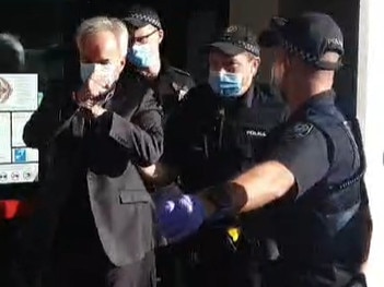 Extinction Rebellion protester arrested at Gouger St NAB. Picture: Facebook