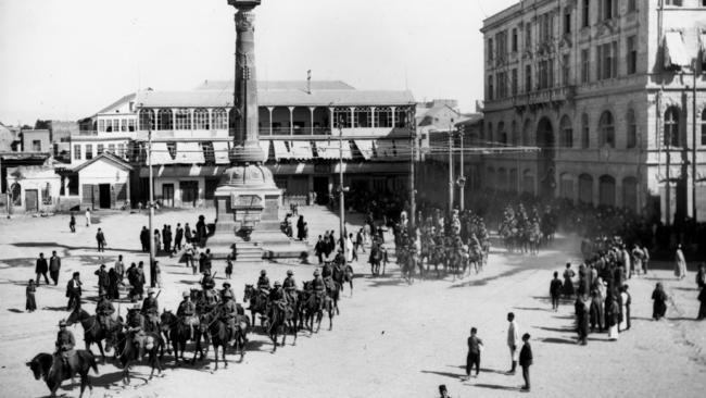 OCTOBER 1918: The Australian Light Horse, led by General Harry Chauvel, enter Damascus in Syria on October 1, 1918. Picture: Courtesy Australian War Memorial B313