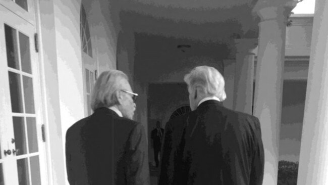 David Pecker and then-president Donald Trump at the White House in 2017. Picture: tendered in trial evidence