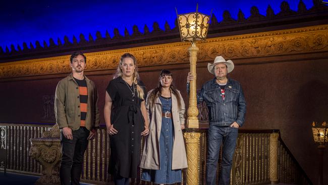 Managers from popular Melbourne music venues want changes to Covid restrictions to save live music. Pictured are The Corner's Rod Smith, The Forum's Sally Mather, John Curtin Hotel's Paris Martine and Cherry Bar's James Young. Picture: Jake Nowakowski