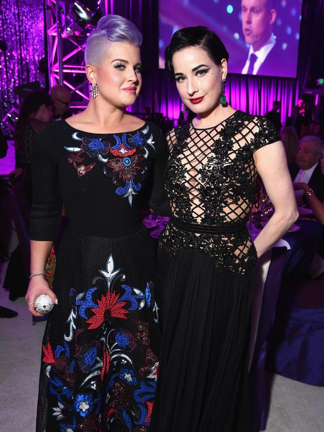 Kelly Osbourne and performer Dita Von Teese attend the 23rd Annual Elton John AIDS Foundation Academy Awards Viewing Party. Picture: Getty