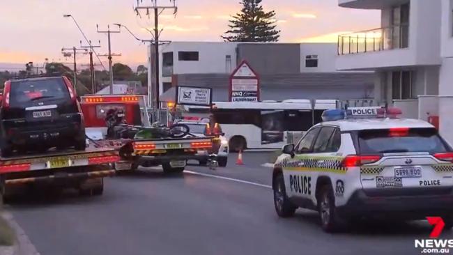 Two men were taken to hospital after the crash at Henley Beach. Picture: 7NEWS