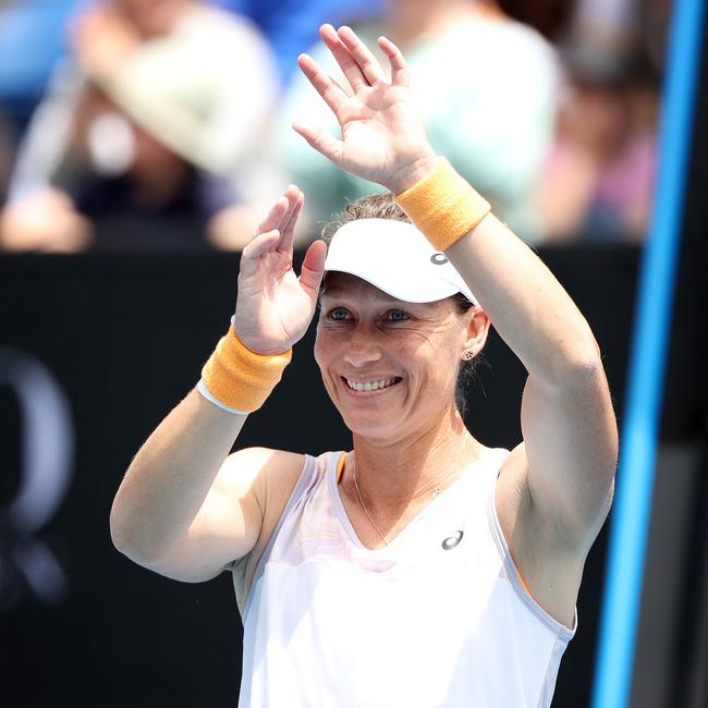 Sam Stosur will bid farewell to tennis after losing in the mixed doubles.