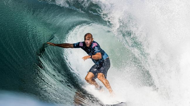 Kelly Slater is probably saying farewell to Bells Beach and professional surfing. Picture: World Surf League via Getty Images.