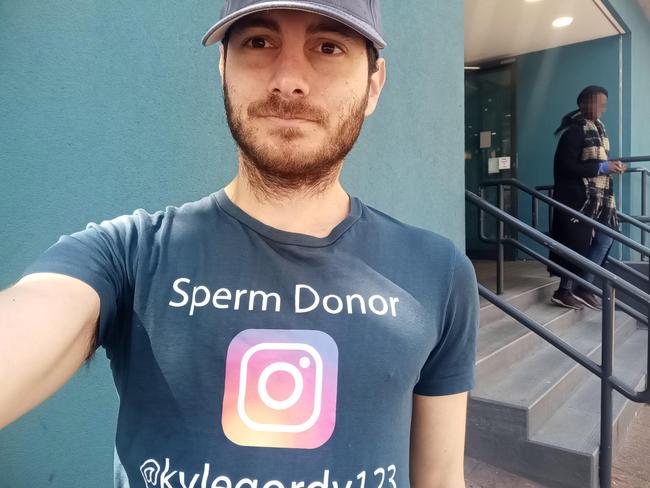 Kyle Gordy, 31, first began donating his specimen back in 2014 and has fathered 57 children, with 14 more now on the way. Picture: Jam Press