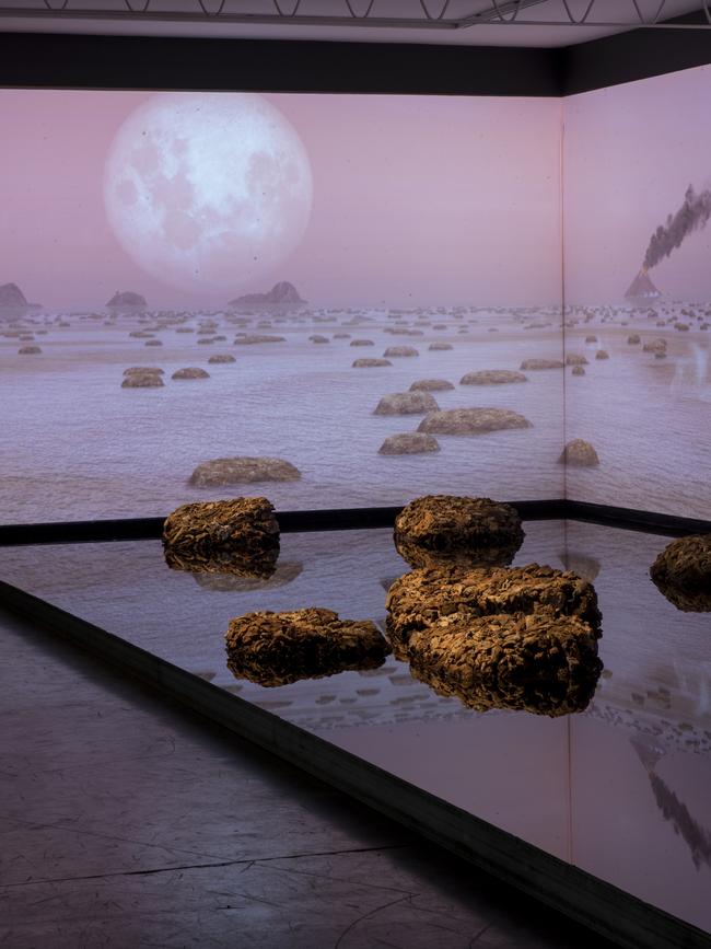 Living rocks: A Fragment of the Universe, installation by James Darling and Leslie Forwood. 2018, Hugo Michell Gallery, Adelaide, Picture: Sam Roberts.