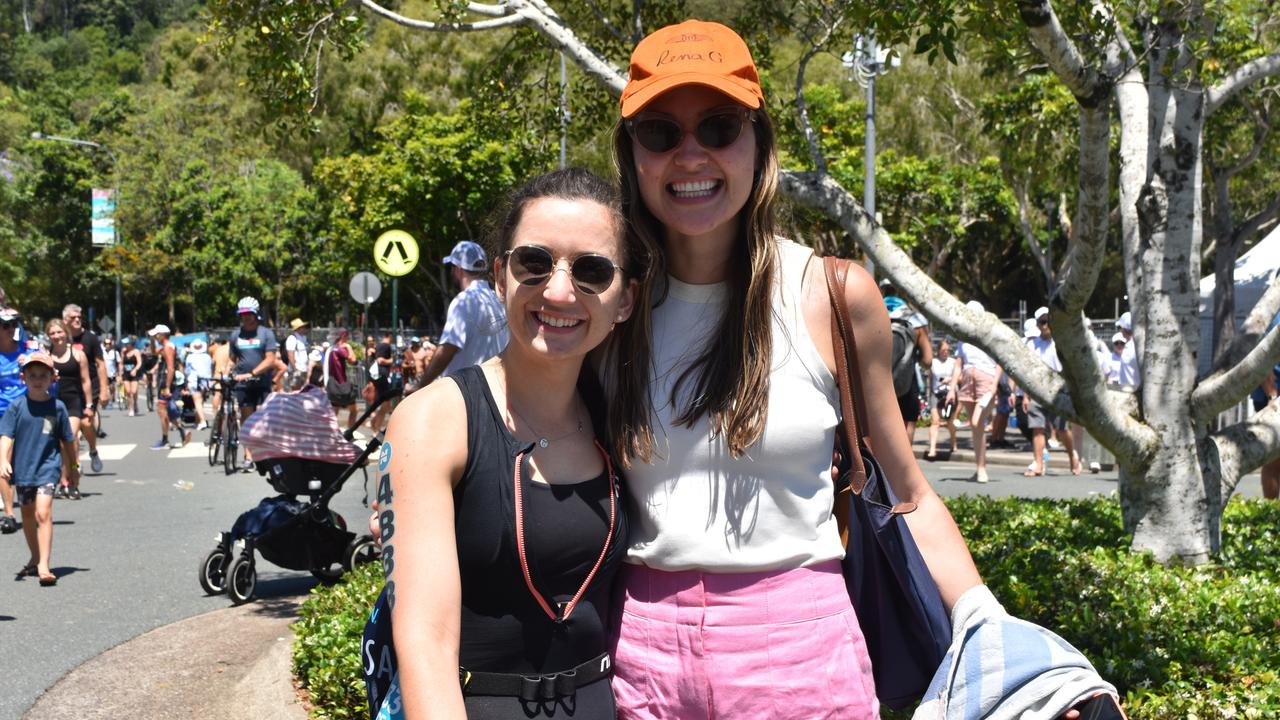 Grace Boyd and Jessica Hawkins at the Garmin Noosa Triathlon on October 30, 2022. Picture: Sam Turner
