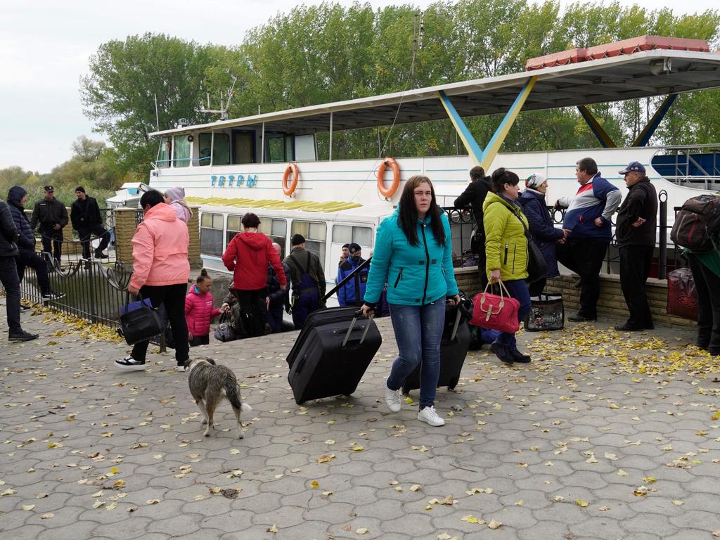 Civilians evacuated from the city of Kherson. Picture: AFP