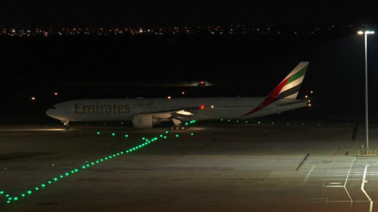 A Dubai-bound plane carrying Serbia's Novak Djokovic preparing to depart from Melbourne Airport in Melbourne. Picture: Mell Chun / AFP