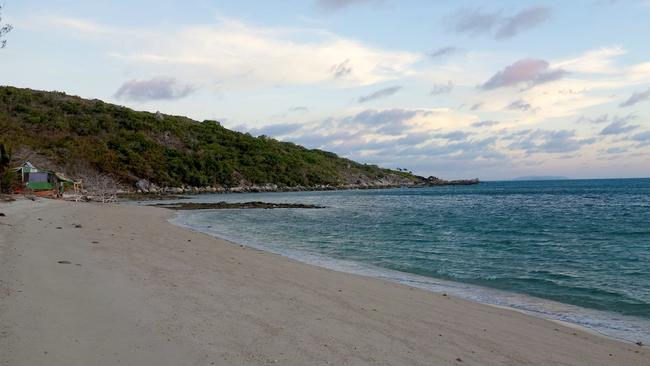 David Glasheen’s bush camp is seen in the background in the left of this picture. Picture: Alvaro Cerezo