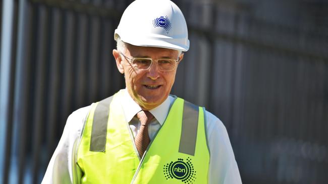 Prime Minister Malcolm Turnbull at a NBN work site.