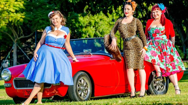 Donna McAndrew, Rose D’Luxe and Rachaelle Gaultier. Picture: AAP/Richard Walker