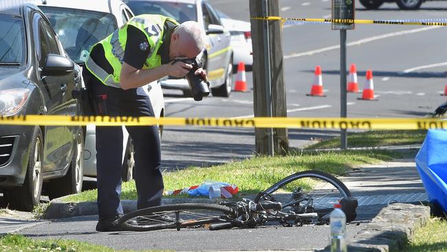 The cyclist died after being struck by a truck. Picture: Jay Town