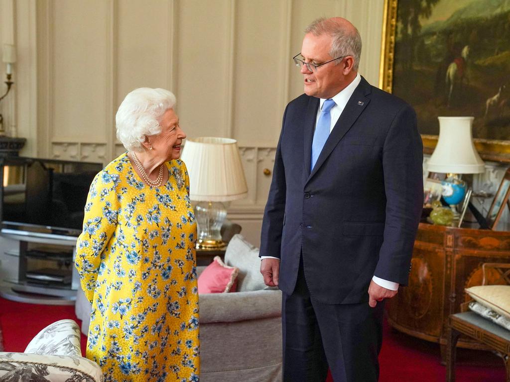 The Queen receives Australia's Prime Minister Scott Morrison at Windsor Castle in June. Picture: Steve Parsons