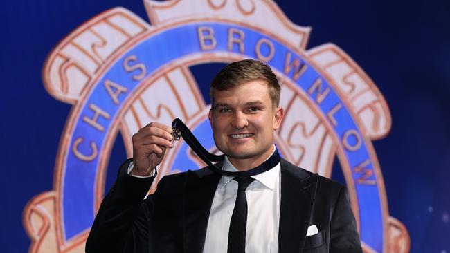 Ollie Wines shows off his 2021 Brownlow Medal. Picture: Getty Images