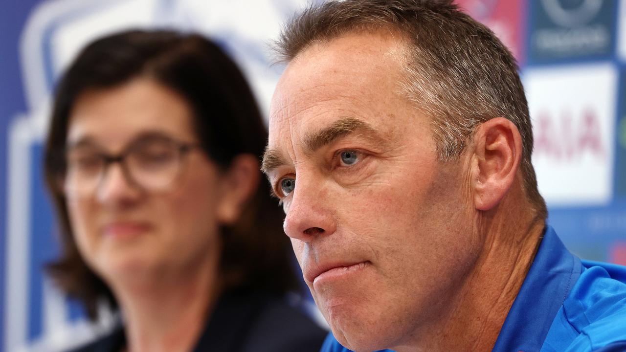 New North Melbourne coach Alistair Clarkson and president Sonja Hood face the media when the appointment was made official. Picture: Michael Klein