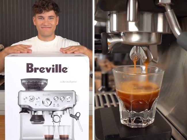 35% off machine that "makes coffee like a cafe". Picture: TikTok/@ethanrodecoffee.