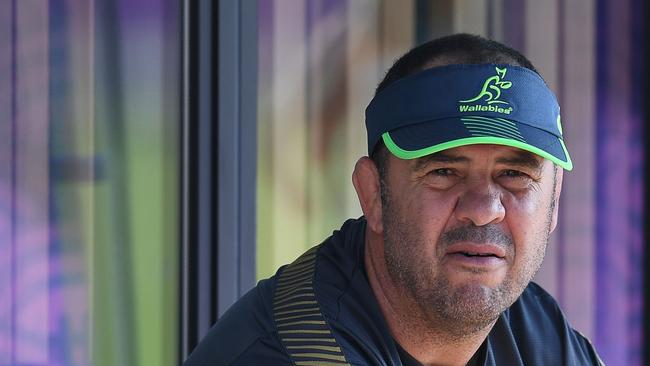 Australia's head coach Michael Cheika has been hit hard by the death of his mate Jeff Sayle. Picture: AFP