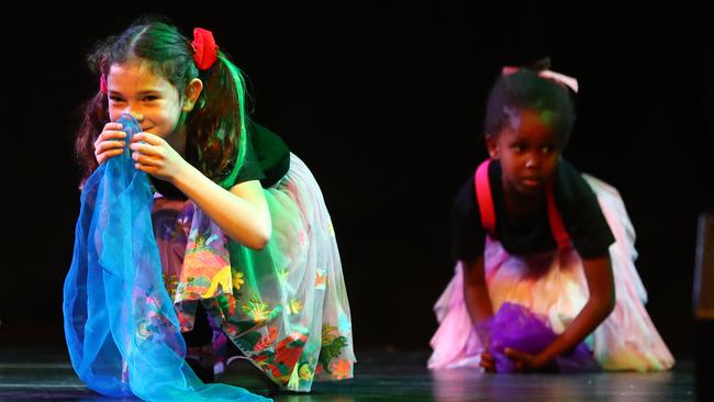 Aireys Inlet Primary School students performing at the Geelong Schools Music and Movement Festival. Picture: Alison Wynd