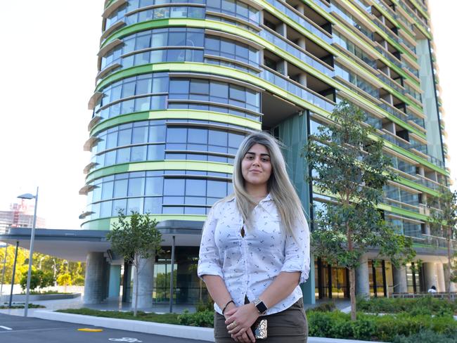 Opal Tower resident Delsa Daryaei has not been allowed to return back to her unit. Picture: Simon Bullard 