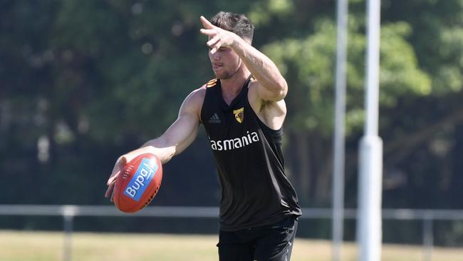 Star Hawthorn midfielder. Jaeger O'Meara at the Maroochydore Multi Sports Complex.