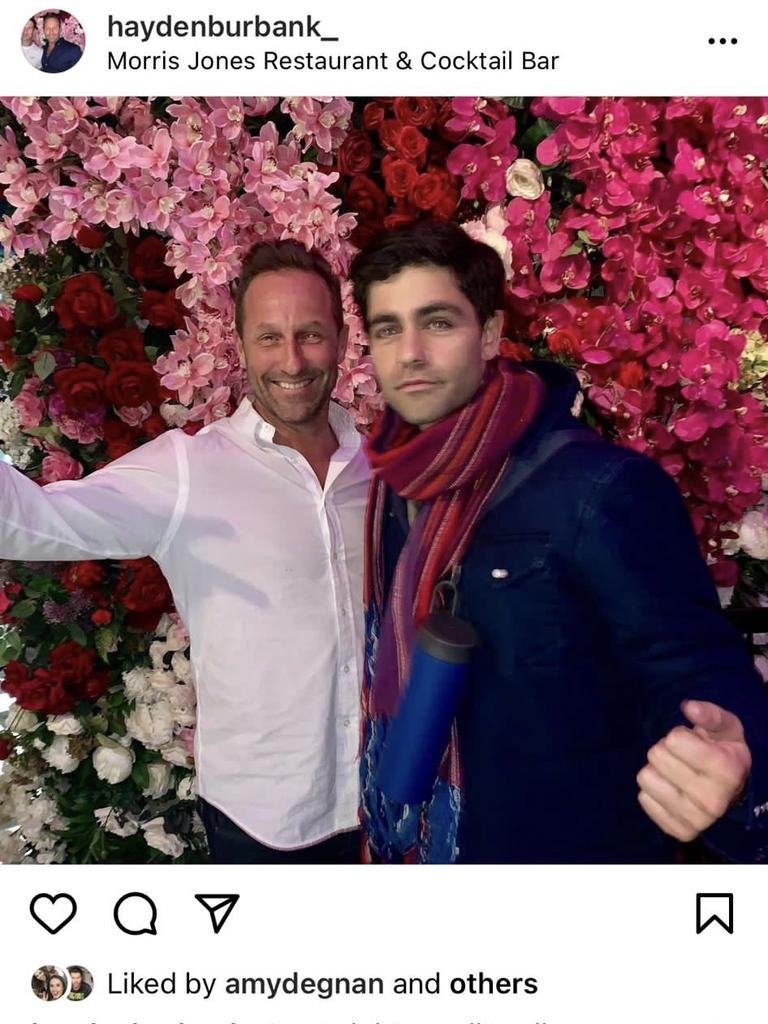 Hayden Burbank with Adrian Grenier. Picture: Instagram