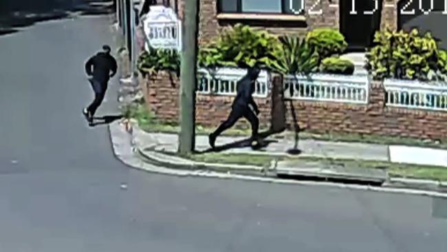 Two men run in the Rockdale area after the shooting of Mahmoud "Mick" Hawi in February. Picture: NSW Police